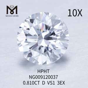 0.810CT D VS1 blanco redondo suelto laboratorio diamante 3EX