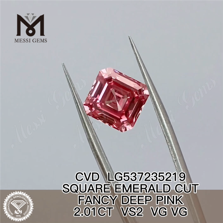 2.01ct diamantes de laboratorio al por mayor rosa VS2 VG VG CVD CUADRADO ESMERALDA CORTE FANCY PROFUNDO CVD LG537235219